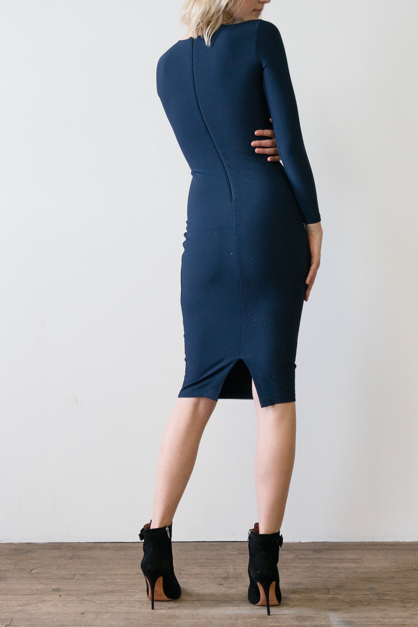 Exclusive Minimalist Ribbed Scuba Pencil Dress