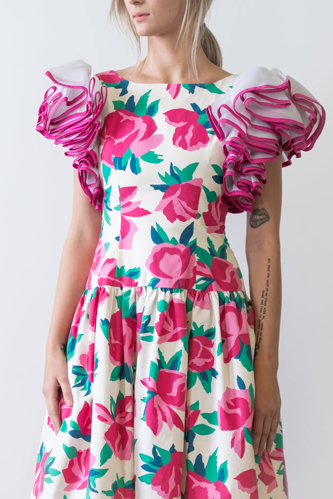 Vintage Victor Costa Floral Print Dress