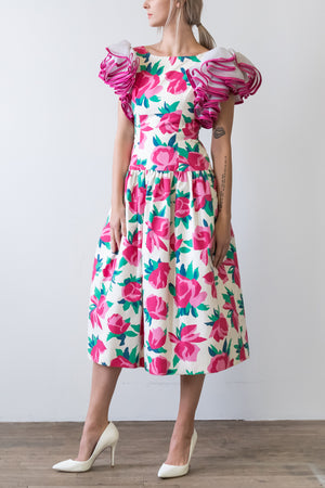 Vintage Victor Costa Floral Print Dress