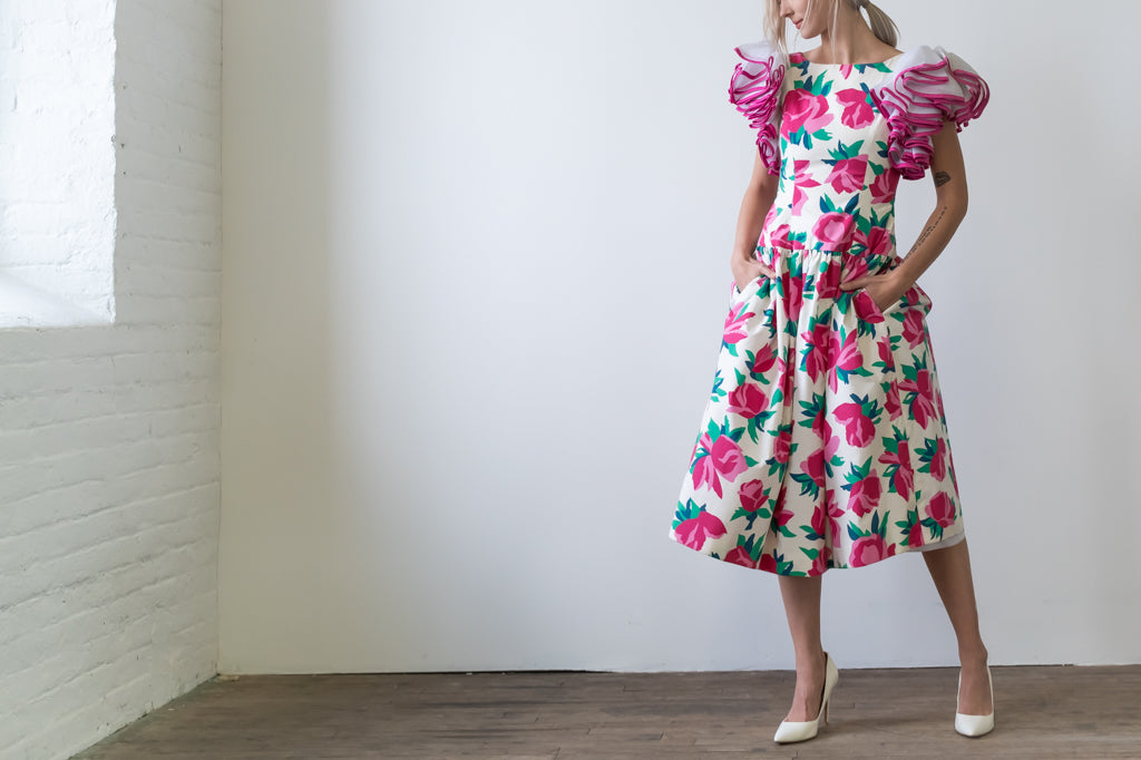 Vintage Victor Costa Floral Print Dress