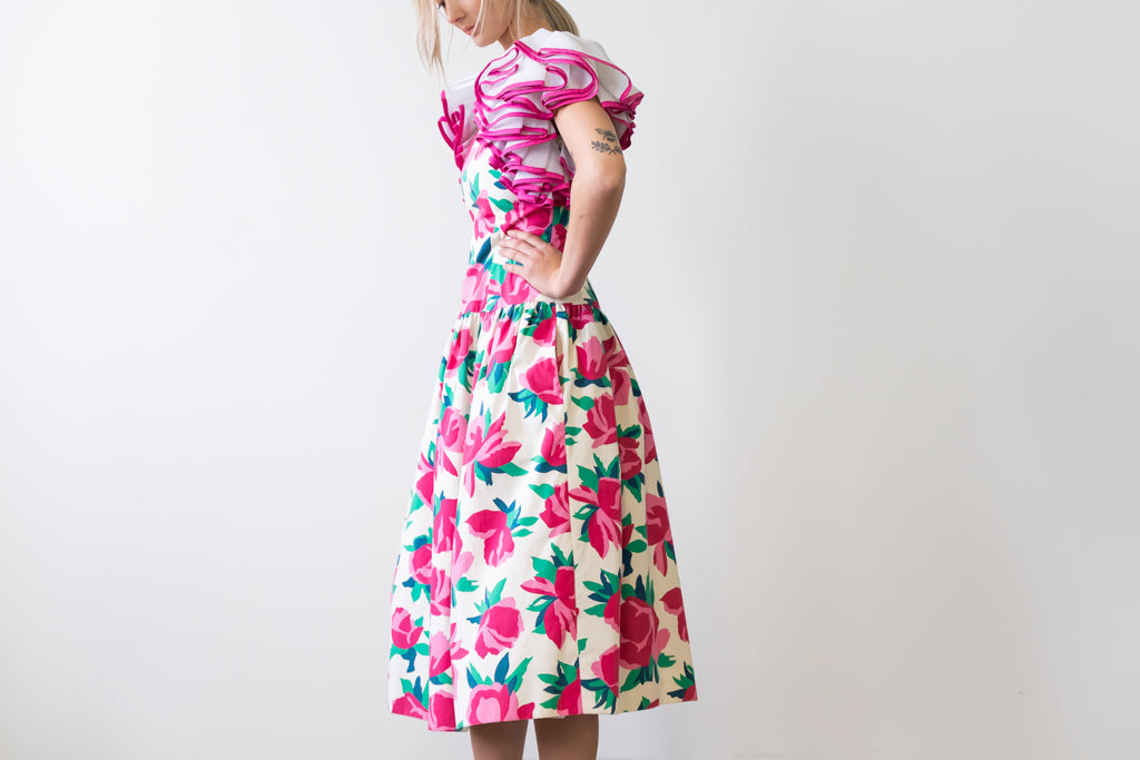 Vintage Victor Costa Floral Print Dress