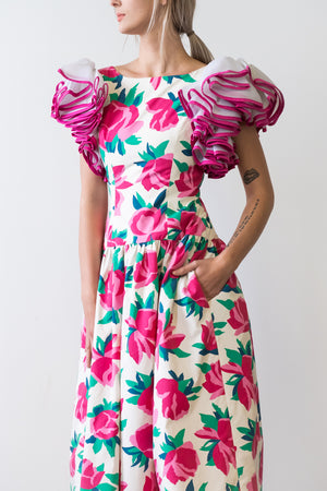 Vintage Victor Costa Floral Print Dress