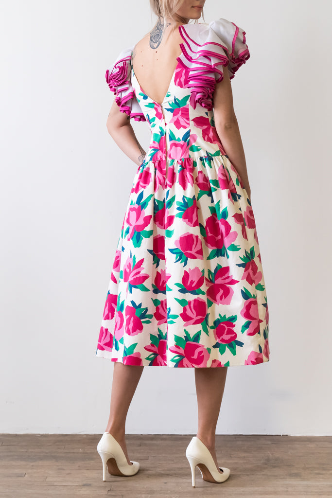 Vintage Victor Costa Floral Print Dress