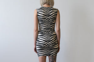 Engineered Zebra Print Cap Sleeve Dress