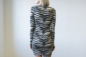 Engineered Zebra Print Long Sleeve Mini