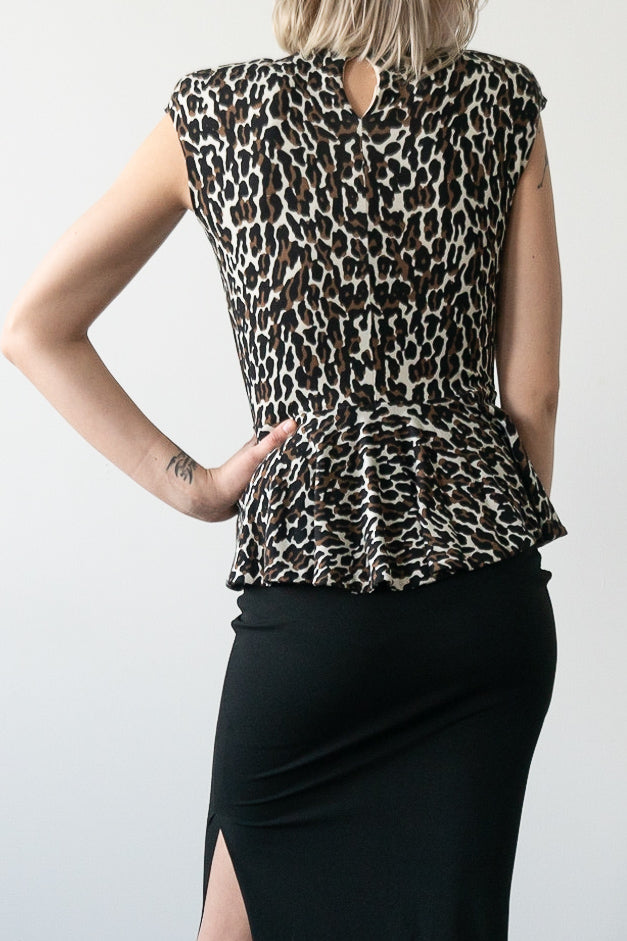 Archival Leopard Print Peplum Top