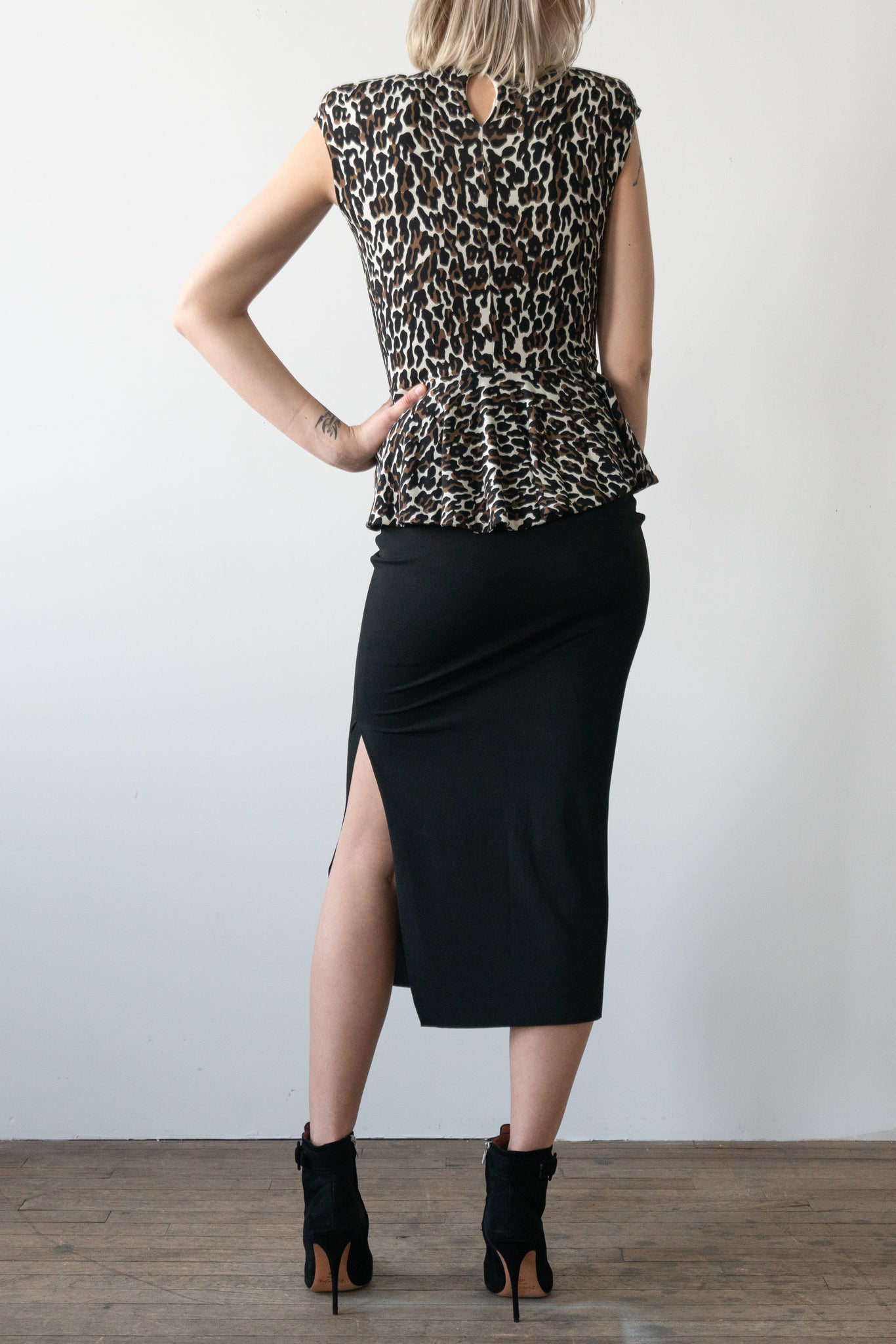 Archival Leopard Print Peplum Top