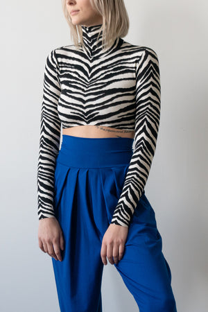 Exclusive Zebra Print Cropped Turtleneck Nadia Tarr Rare Archive Sale