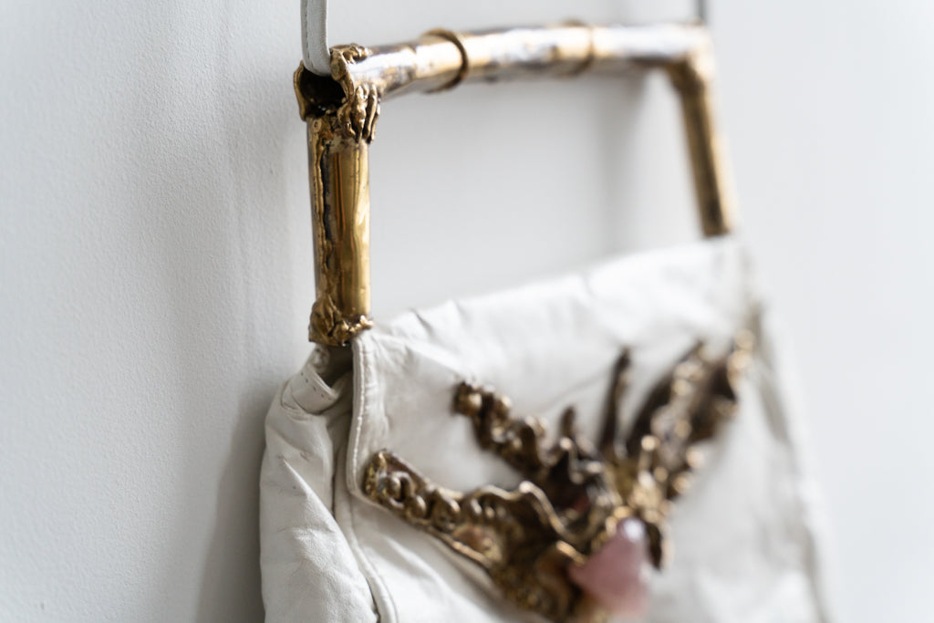 Vintage Brutalist Brass Handled Purse