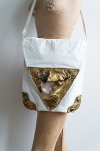 Vintage Brutalist White Leather Purse