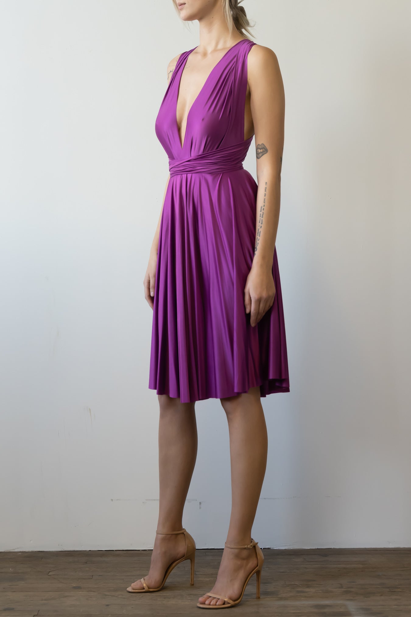 Exclusive Satin Wrap Circle Dress