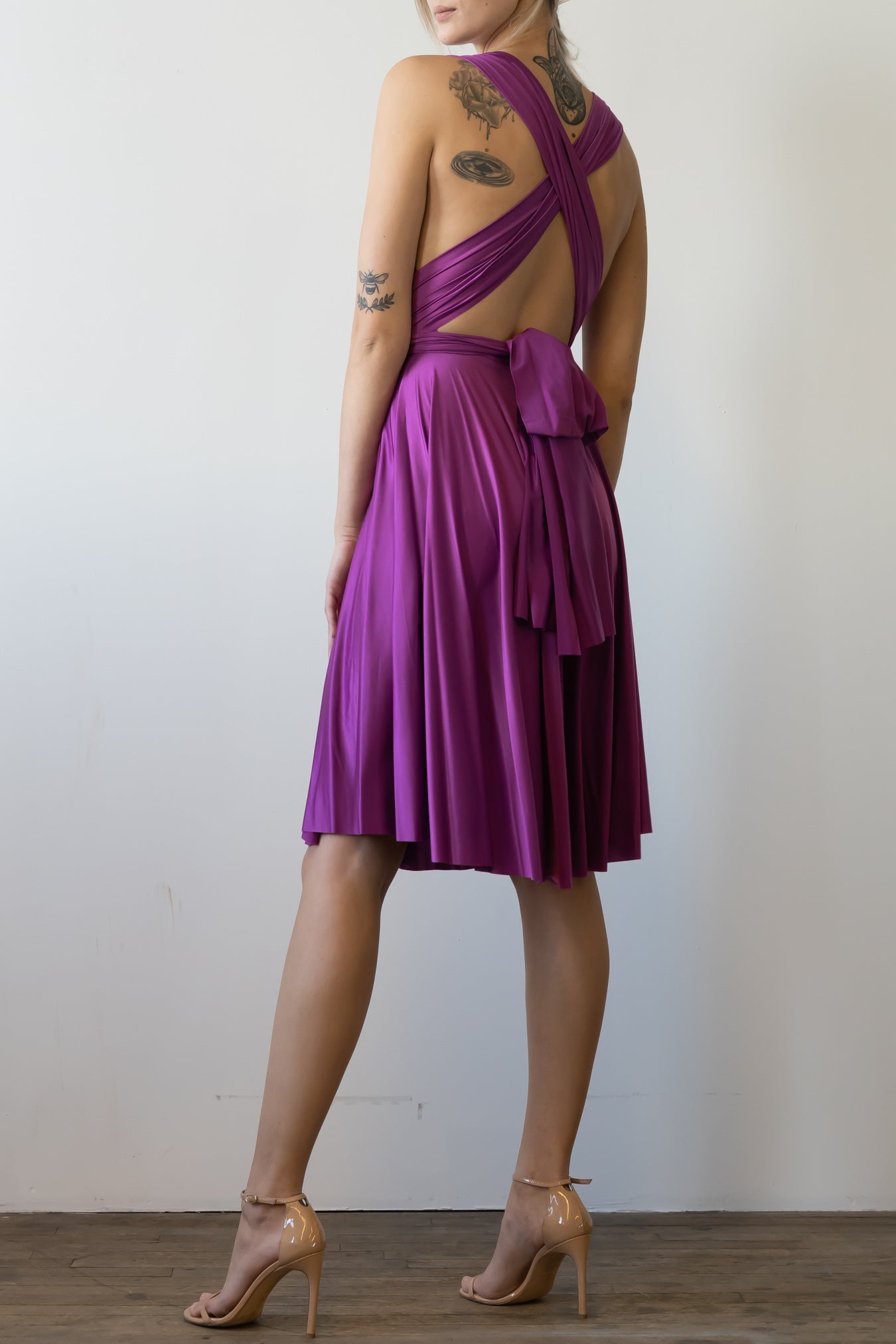 Exclusive Satin Wrap Circle Dress