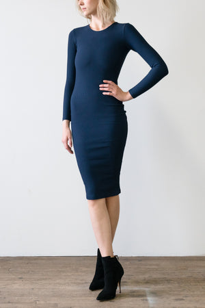 Exclusive Minimalist Ribbed Scuba Pencil Dress